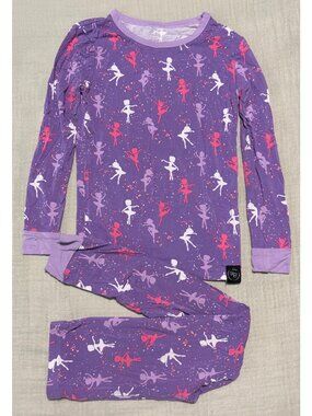 Sweet Bamboo Girls Purple Ballerina Pajama Set Size 8 Bamboo Blend